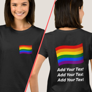 T-shirt Drapeau arc-en-ciel Drapeau Gay pride 2 côtés Impr