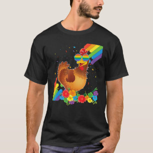 T-shirt Drapeau arc-en-ciel fière Lgbt Gay Chicken Pride L