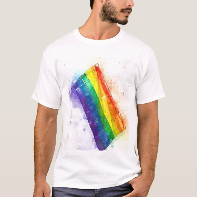T-shirt Drapeau arc-en-ciel gris (Devant)