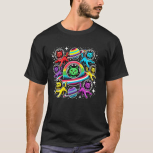 T-shirt Drapeau arc-en-ciel LGBTQ Chats gays dans l'espace