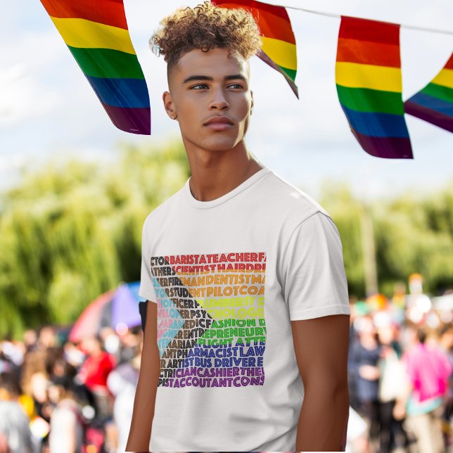 T-shirt Drapeau arc-en-ciel progressiste LGBT Script gay (Créateur téléchargé)