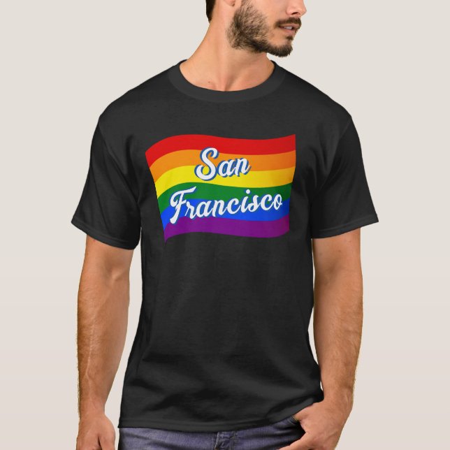 T-shirt Drapeau arc-en-ciel San Francisco Gay pride LGBT L (Devant)