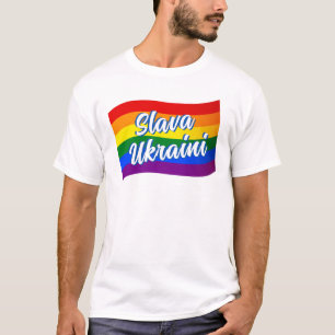 T-shirt Drapeau arc-en-ciel Slava Gay pride ukrainien LGBT
