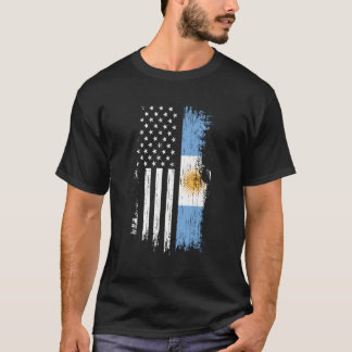 T-shirt Drapeau argentin Américain T Chemise Argentine Usa