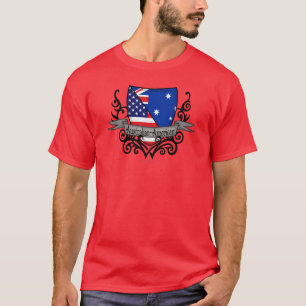 T-shirt Drapeau Australien-Américain de bouclier