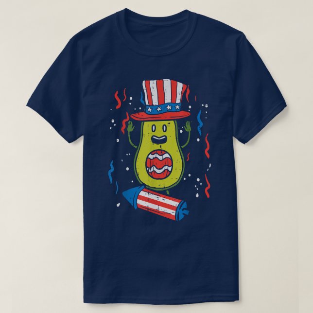 T-shirt Drapeau Avocado US Top Hat Firecracker 4 juillet P (Design devant)