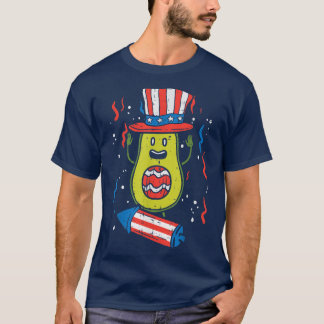 T-shirt Drapeau Avocado US Top Hat Firecracker 4 juillet P