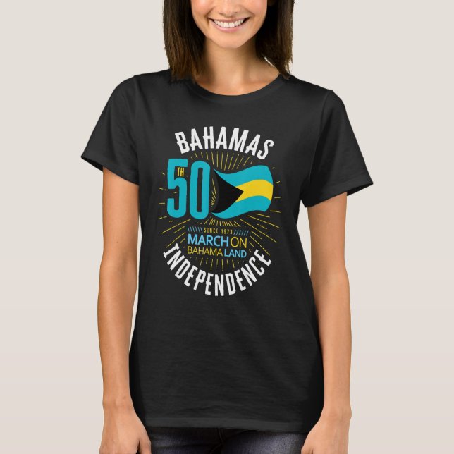 T-shirt Drapeau bahaméen de 50e indépendance des Bahamas N (Devant)