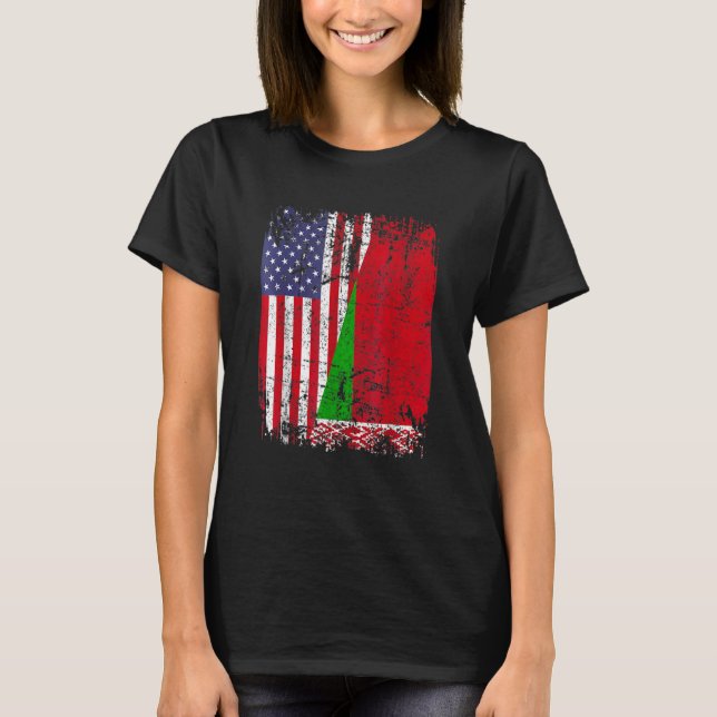 T-shirt Drapeau BÉLAROUSIEN RACINE BÉLARUS MOITIÉ-AMÉRICAI (Devant)