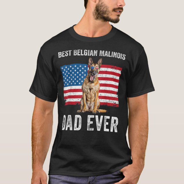 T-shirt Drapeau Belge Malinois Papa Américain Drapeau Belg (Devant)
