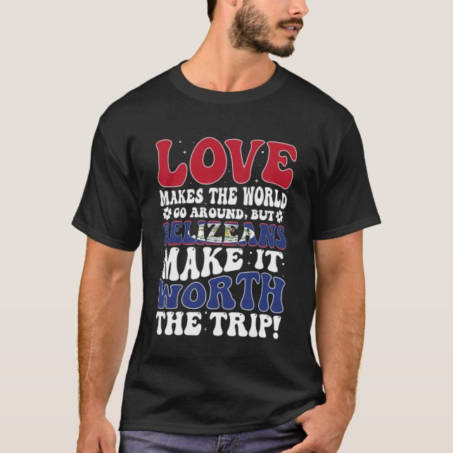 T-shirt Drapeau Belize Hommes & Femmes mignonnes jusqu'à B (Devant)