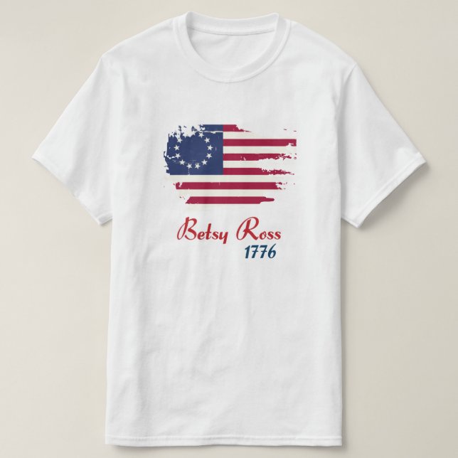 T-shirt Drapeau Betsy Ross 1776 13 Étoiles Drapeau américa (Design devant)