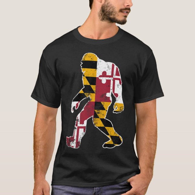 T-shirt Drapeau Bigfoot Maryland Sasquatch Hommes Femmes K (Devant)