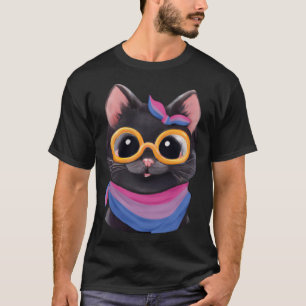 T-shirt Drapeau bisexuel couleurs un mignon chat pour Bi C