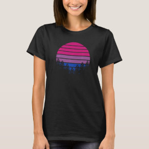 T-shirt Drapeau Bisexuel Rétro Coucher de Soleil LGBT Bi F