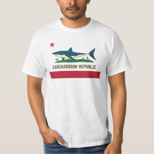 T-shirt Drapeau blanc Carcharodon République de Californie