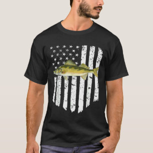 T-shirt Drapeau blanc Walleye 4 juillet poisson