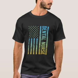 T-shirt Drapeau bleu jaune USA - Infirmière dentaire