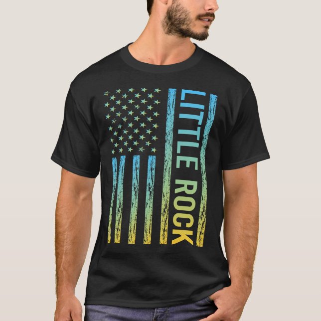 T-shirt Drapeau bleu jaune USA - Little Rock (Devant)
