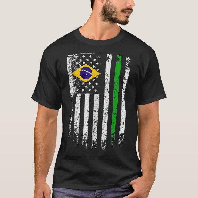 T-shirt Drapeau brésilien américain T Pride Brésil USA Tee (Devant)