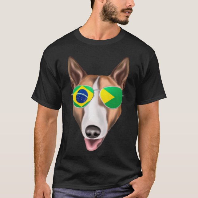 T-shirt Drapeau brésilien Bull Terrier Chien Brésil Poche (Devant)