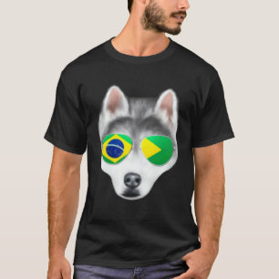 T-shirt Drapeau Brésilien Chien Husky Sibérien Brésil Poch