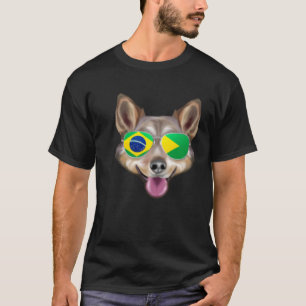 T-shirt Drapeau brésilien Suède Vallhund Chien Brésil Poch