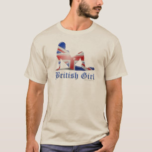 T-shirt Drapeau britannique de silhouette de fille