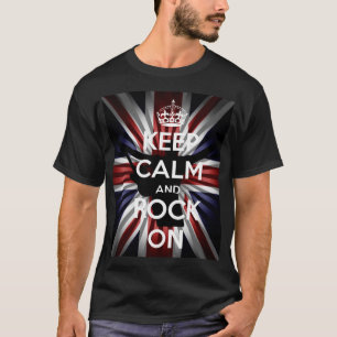 T-shirt Drapeau britannique Sunburst Keep Calm et Rock on