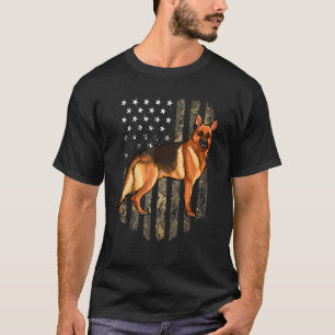 T-shirt Drapeau Camo Américain Berger Allemand 4 juillet U