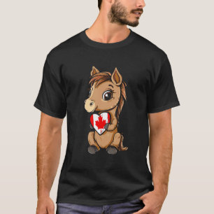 T-shirt Drapeau Canada Cœur Cheval Canada Feuille d'érable