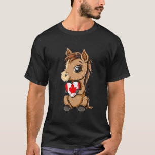 T-shirt Drapeau Canada Cœur Cheval Canada Feuille d'érable