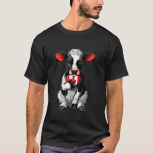 T-shirt Drapeau Canada Cœur Vache Canada Feuille d'érable