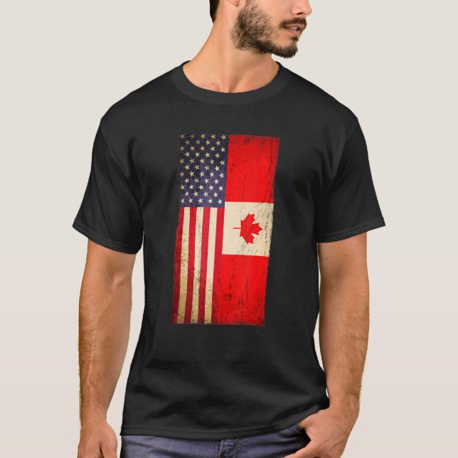T-shirt Drapeau canadien américain Canada 4 juillet (Devant)