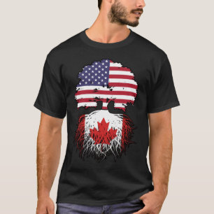 T-shirt Drapeau canadien américain des racines d'arbre