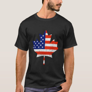 T-shirt Drapeau Canadien Américain Maple Leaf Cadeau Pour 