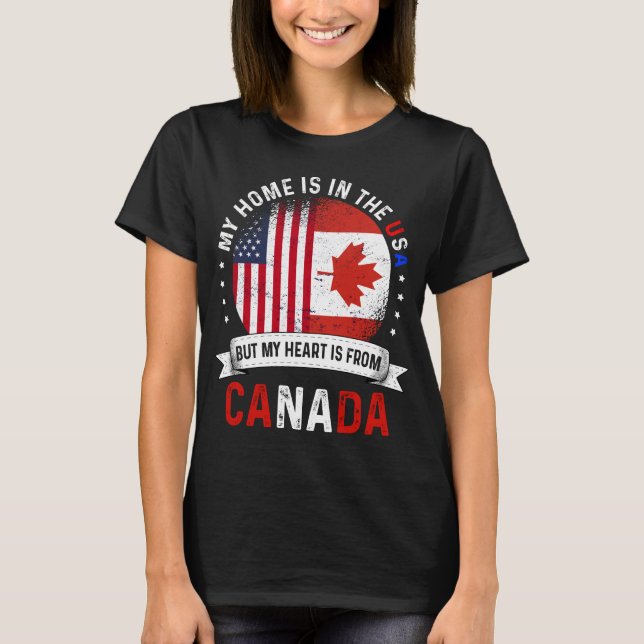 T-shirt Drapeau canadien américain Racines canadiennes Éta (Devant)