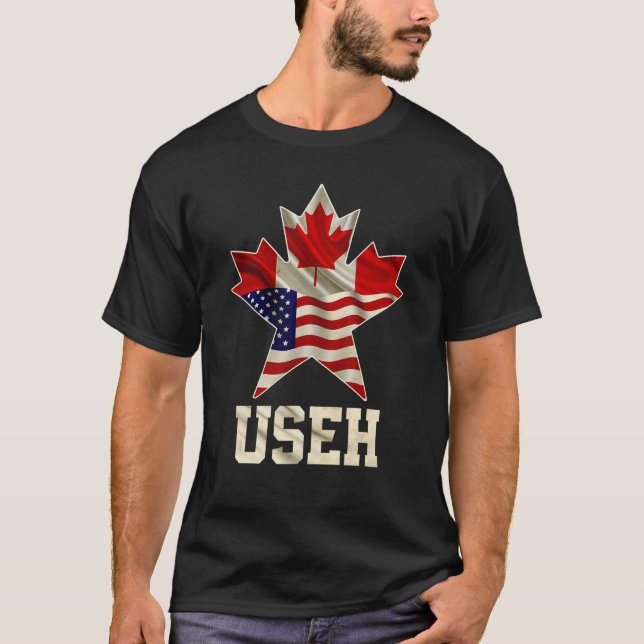 T-shirt Drapeau canadien américain Useh Maple Leaf (Devant)