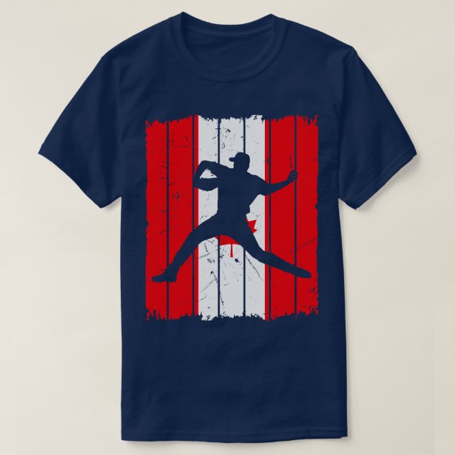 T-shirt Drapeau Canadien Baseball Homme (Design devant)