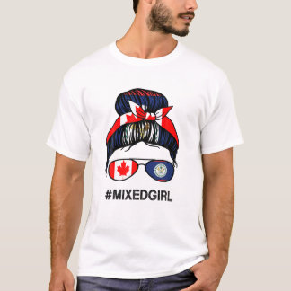T-shirt Drapeau canadien bélizien Messy Bun