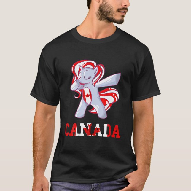 T-shirt Drapeau canadien Feuille d'érable Unicorne Racines (Devant)
