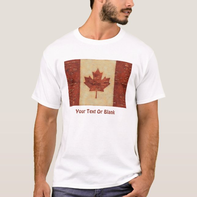 T-shirt Drapeau Canadien Sur L'Écorce De Birch Intérieur (Devant)