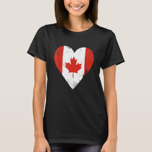 T-shirt Drapeau canadien vintage cœur feuille d'érable can