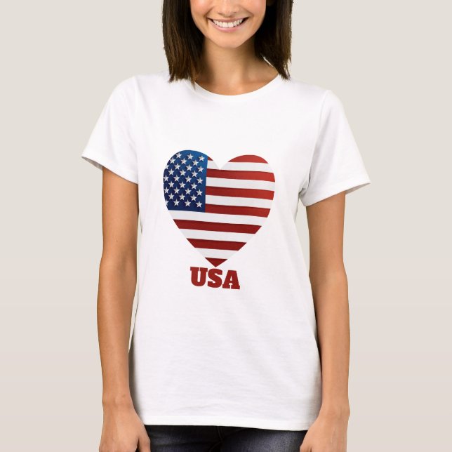 T-shirt Drapeau cardiaque américain (Devant)