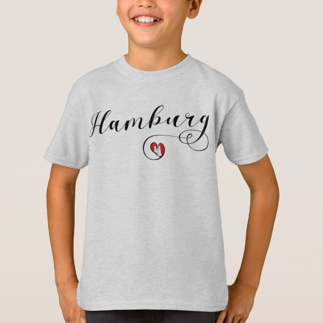 T-shirt Drapeau cardiaque de Hambourg, Allemagne, Hamborg (Devant)