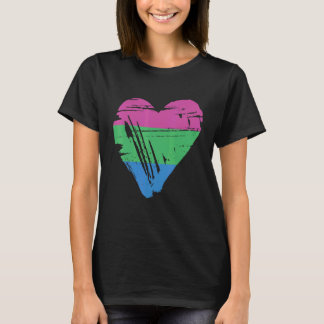 T-shirt Drapeau cardiaque rétro de la Fierté polysexuelle