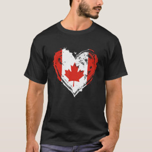 T-shirt Drapeau cardiaque rétro du Canada Feuille d'érable