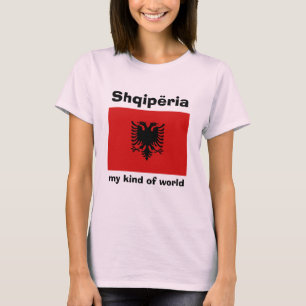 T-Shirt Drapeau + Carte + Texte Albanie