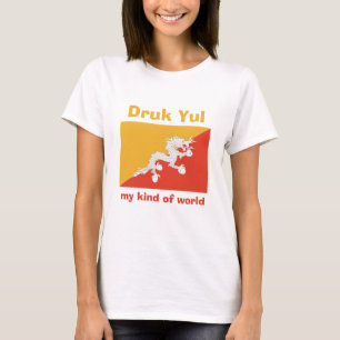 T-Shirt Drapeau + Carte + Texte Bhoutan