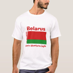 T-Shirt Drapeau + Carte + Texte Biélorussie